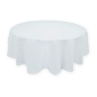 Tischdecke weiß Baumwolle 200 cm rund mit Atlaskante...