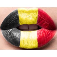 Leinwand Bild Belgien Mund 30x40 cm L&auml;nder Flaggen...