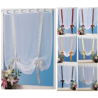 Raffgardine Voile 120x160 Raffband Fenstergardine Bistrogardine halbtransparent