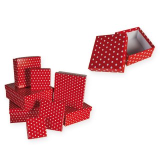 Geschenkbox rot mit weißen Punkten 8er Set Karton Box Geschenk Aufbewahrung