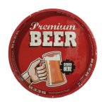 Metall Tablett Vintage Style rund ca. 33 cm Tray Retro Serviertablett Premium Beer