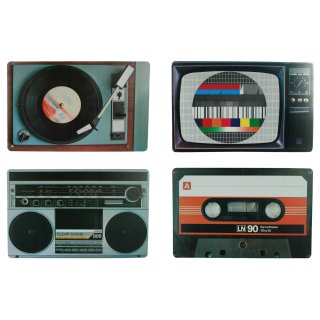 Platzset Retro Nostalgie HiFi Geräte Kunststoff abwaschbar Tischset 29x44 cm