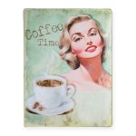 Metallschild Coffee Time grün Schild Retro ca. 30x40 cm Vintage Blechschild #1626