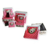 Geschenkboxen 8er Set Teddyb&auml;r rosa Box Karton...