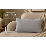 Kissenbezug 30x50 silber Kissenhülle Struktur Leinenoptik Deko Kissen