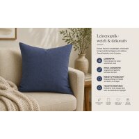 Kissenbezug 40x40 blau Kissenhülle Struktur Leinenoptik Deko Kissen