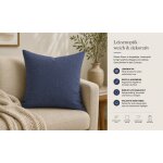 Kissenbezug 40x40 blau Kissenhülle Struktur Leinenoptik Deko Kissen