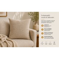 Kissenbezug 40x40 beige natur Kissenhülle Struktur Leinenoptik Deko Kissen