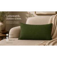 Kissenbezug 40x60 grün dunkel Kissenhülle Struktur Leinenoptik Deko Kissen