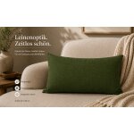 Kissenbezug 40x60 grün dunkel Kissenhülle Struktur Leinenoptik Deko Kissen