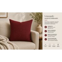 Kissenbezug 50x50 bordeaux Kissenhülle Struktur Leinenoptik Deko Kissen