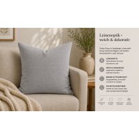 Kissenbezug 50x50 silber Kissenhülle Struktur Leinenoptik Deko Kissen