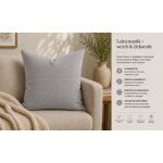 Kissenbezug 50x50 silber Kissenhülle Struktur Leinenoptik Deko Kissen