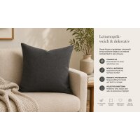 Kissenbezug 50x50 anthrazit Kissenhülle Struktur Leinenoptik Deko Kissen