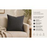 Kissenbezug 50x50 anthrazit Kissenhülle Struktur Leinenoptik Deko Kissen