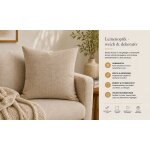 Kissenbezug 50x50 beige natur Kissenhülle Struktur Leinenoptik Deko Kissen
