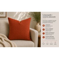 Kissenbezug 50x50 terracotta Kissenhülle Struktur Leinenoptik Deko Kissen