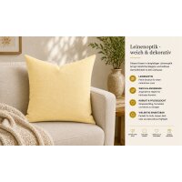 Kissenbezug 50x50 gelb Kissenhülle Struktur Leinenoptik Deko Kissen