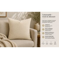 Kissenbezug 60x60 ecru Kissenhülle Struktur Leinenoptik Deko Kissen