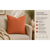 Kissenbezug 60x60 terracotta Kissenhülle Struktur Leinenoptik Deko Kissen