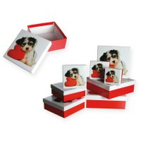 Geschenkboxen 8er Set Hund mit Herz Geschenkkarton Box...