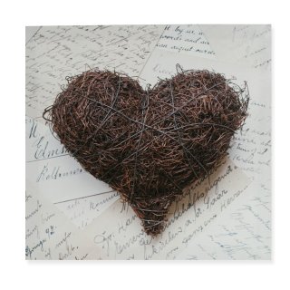 Leinwandbild Herzen Leinwand Bild ca. 30x30 cm Leinen auf Holzrahmen Weidenherz