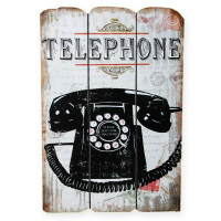 Holzschild Old Style Telefon Shabby Holz Schild ca. 38x25 cm rustikal Holz-Schild