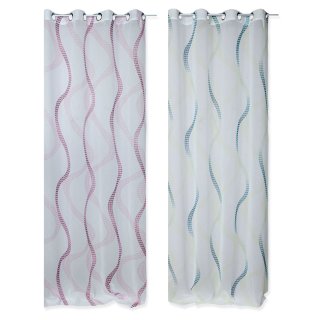 bedruckte Batist Gardine mit Ösen 140x245 Wave Design Vorhang transparent #1686