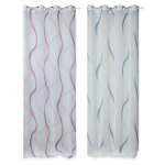 bedruckte Batist Gardine mit Ösen 140x245 Wave Design Vorhang transparent #1686
