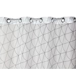 Bedruckter Voile mit Ösen Gardine Gitter Netz Muster 140x245 weiß transparent