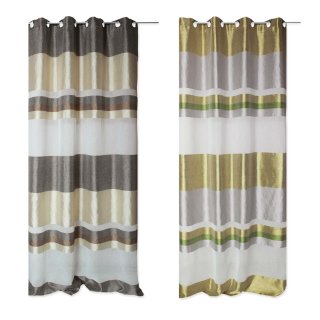 Streifenvorhang geschossener Voile mit Ösen 140x245 Gardine Querstreifen transparent in 2 Farben