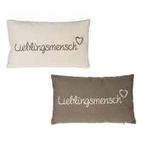 Lieblingsmensch Deko Kissen Bezug 30x50 cm Baumwolle Kissenhülle grau