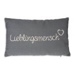 Lieblingsmensch Deko Kissen Bezug 30x50 cm Baumwolle Kissenhülle grau