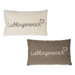 Lieblingsmensch Deko Kissen Bezug 30x50 cm Baumwolle Kissenhülle grau