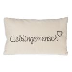 Lieblingsmensch Deko Kissen Bezug 30x50 cm Baumwolle Kissenhülle Beige mit Taupe