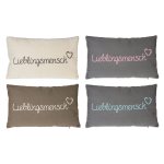 Lieblingsmensch Deko Kissen Bezug 30x50 cm Baumwolle Kissenhülle Beige mit Taupe