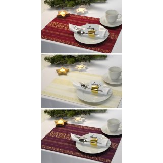 Festliches Tischset Lurex Streifen gold Platzdeckchen mit Ornamenten ca. 33 x 48 cm #1731