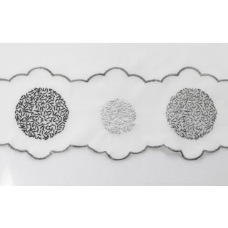 Bistrogardine Punkte ca. 155x60 cm Cafehaus Gardine Voile transparent weiß grau