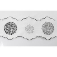 Bistrogardine Punkte ca. 155x60 cm Cafehaus Gardine Voile transparent wei&szlig; grau
