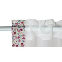 Scheibengardine 4-tlg Romantik 2x 140x120 cm mit Blumen Borte Bistrogardine Cafehaus