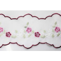 Scheibengardine Schlaufen 155x45 cm Stickerei wilde Rosen...