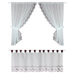 Scheibengardine Schlaufen 155x45 cm Stickerei wilde Rosen Voile Bistrovorhang
