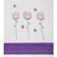 Bistrogardine Tulpen Stickerei ca. 155x45 cm Voile lila Borte Schlaufen Punkte