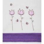 Bistrogardine Tulpen Stickerei ca. 155x45 cm Voile lila Borte Schlaufen Punkte
