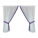 Gardinenset 4-tlg Voile 2x ca. 140x120 cm Fenstergardine mit lila Borte Punkte