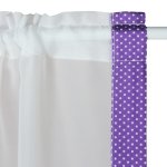 Gardinenset 4-tlg Voile 2x ca. 140x120 cm Fenstergardine mit lila Borte Punkte