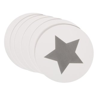 Papier-Untersetzer Glasuntersetzer rund ca. 9,5 cm Ø  6er Set weiß Stern grau