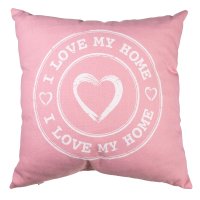 Kissenbezug 40x40 cm "I love my home" rosa Kissenhülle mit Reißverschluss Deko Kissen