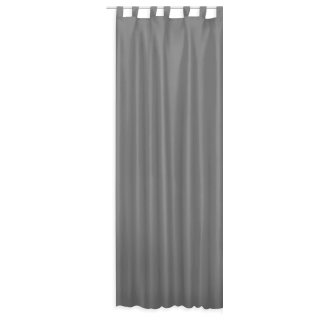 Vorhang Grau Schlaufen 145x245 cm Gardine Wildseide Optik halbtransparent Dekoschal