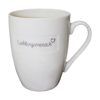 Kaffeetasse Beschriftung Lieblingsmensch Henkel Tasse Porzellan Becher Feld Weiß